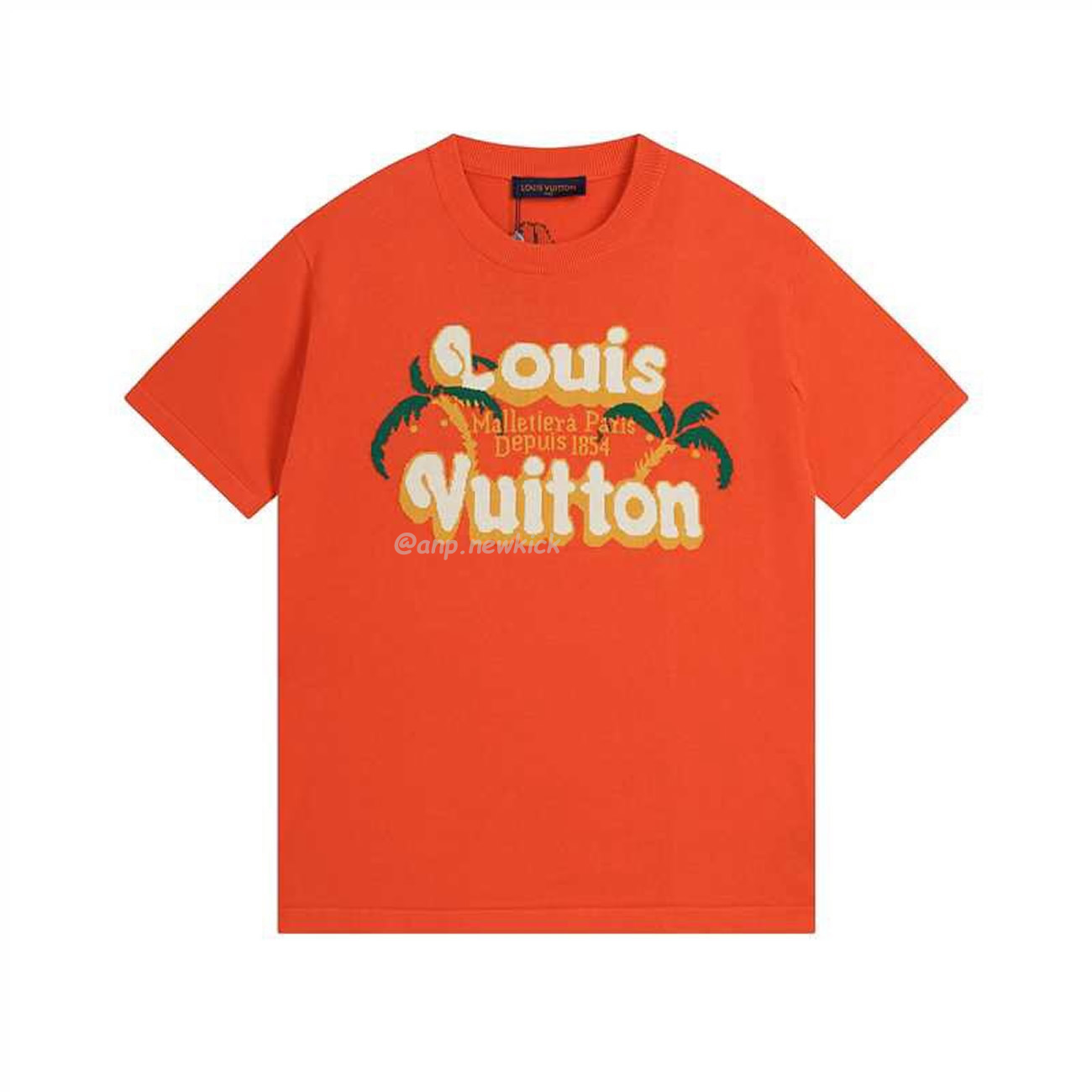 Louis Vuitton Short Sleeved Cotton Crewneck Orange Fw24 (1) - newkick.app